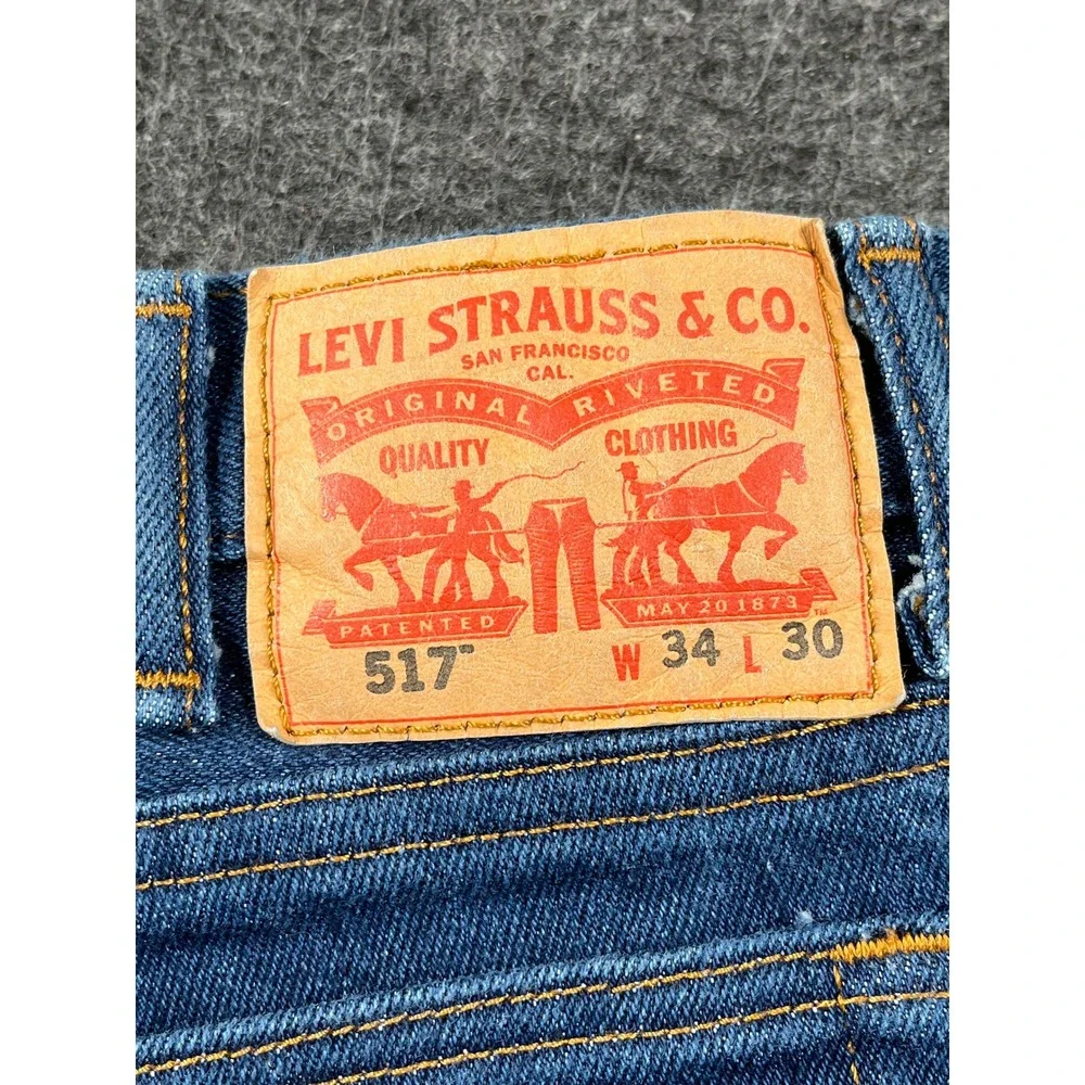 Levi's 517 Straight Leg Jeans Mens 34X30 Blue Denim Regular Zip Fly Streetwear